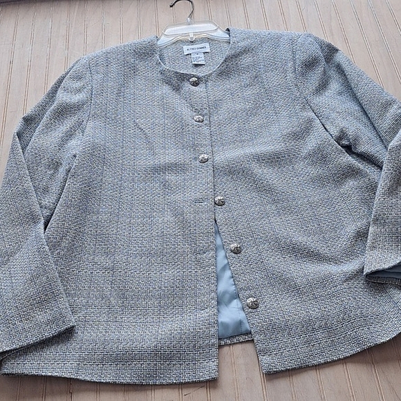Alfred Dunner Cotton Blend Tweed Dressy Pockets Jacket Blazer Structured - Picture 2 of 10
